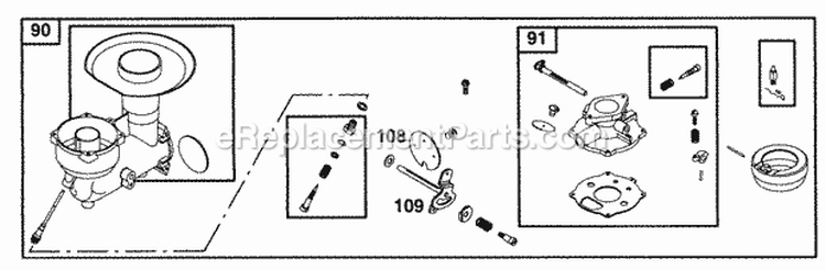 Carburetor Assy Diagram and Parts List for 252416-0734-01  Briggs and Stratton Engine